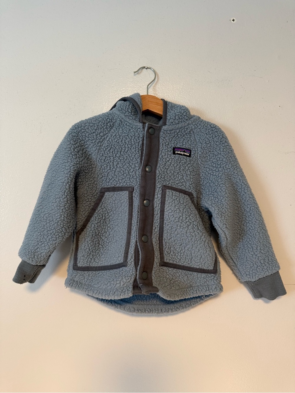 Patagonia Light Gray Sherpa Hooded Fleece Jacket